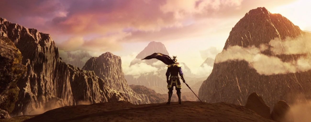 An officer has his sword in his rith hand looking afar